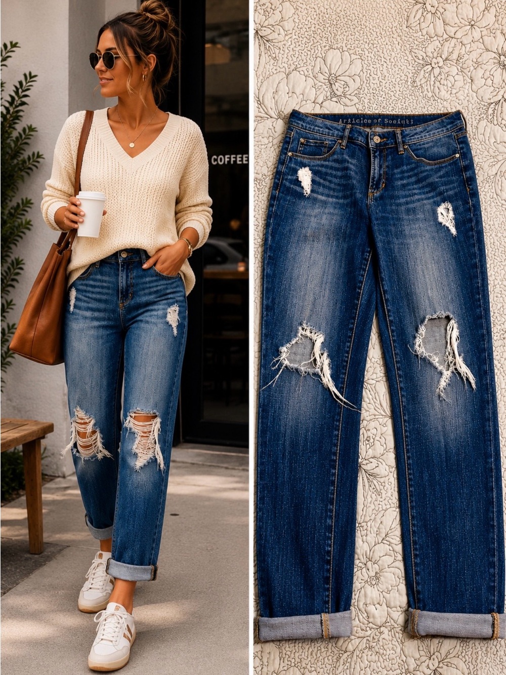 Articles of Society Distressed Straight Ankle Crop Jeans  Medium Wash Size 31💛
